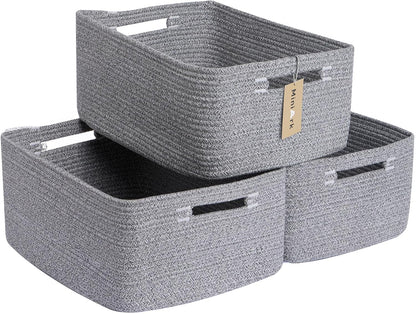 Large Storage Baskets for Shelves, Closet Organizers Bins for Clothes Blanket Towels, Baby Nursery