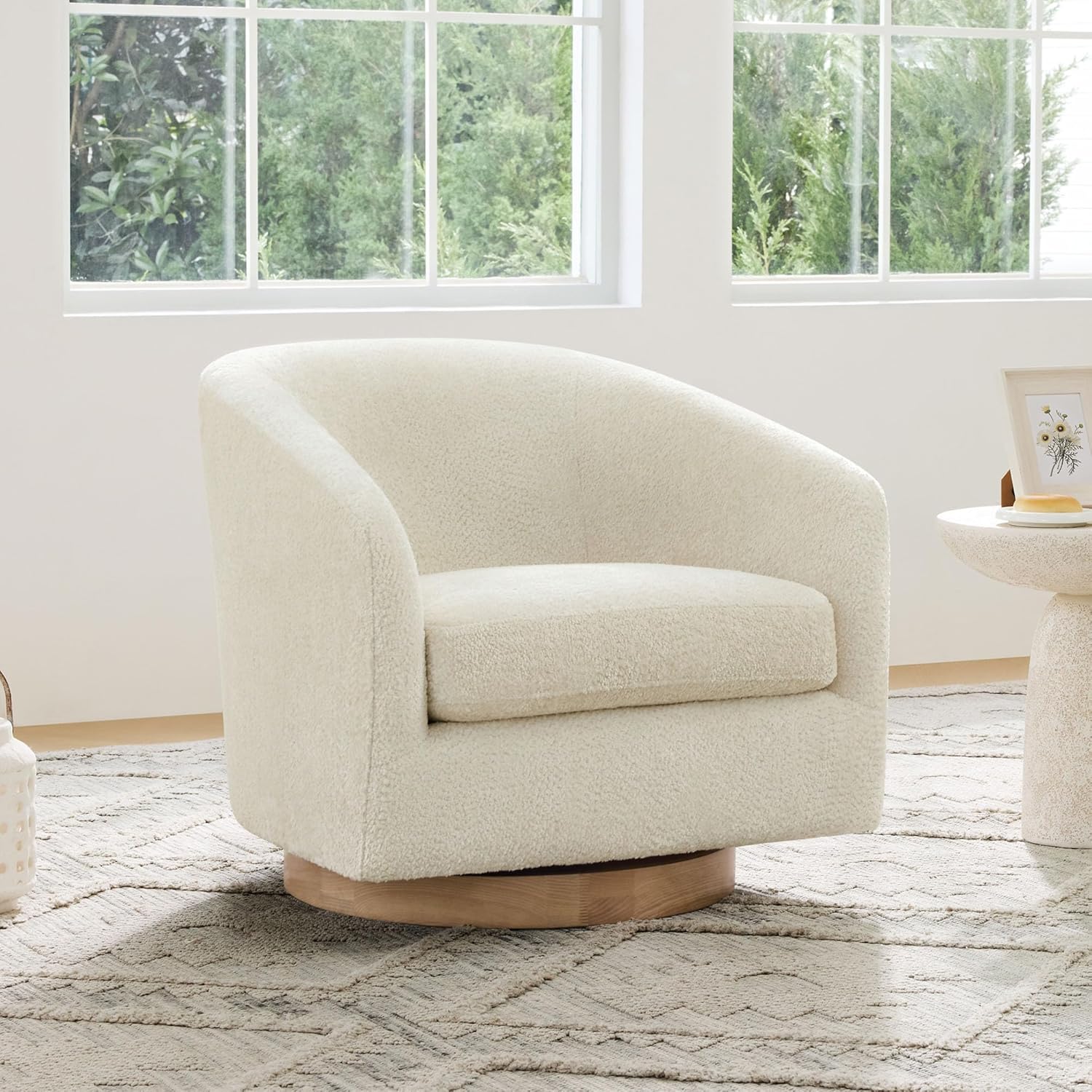 CHITA Swivel Accent Chair Set of 2, FSC Certified Upholstered Fabric Barrel Chair for Living Room