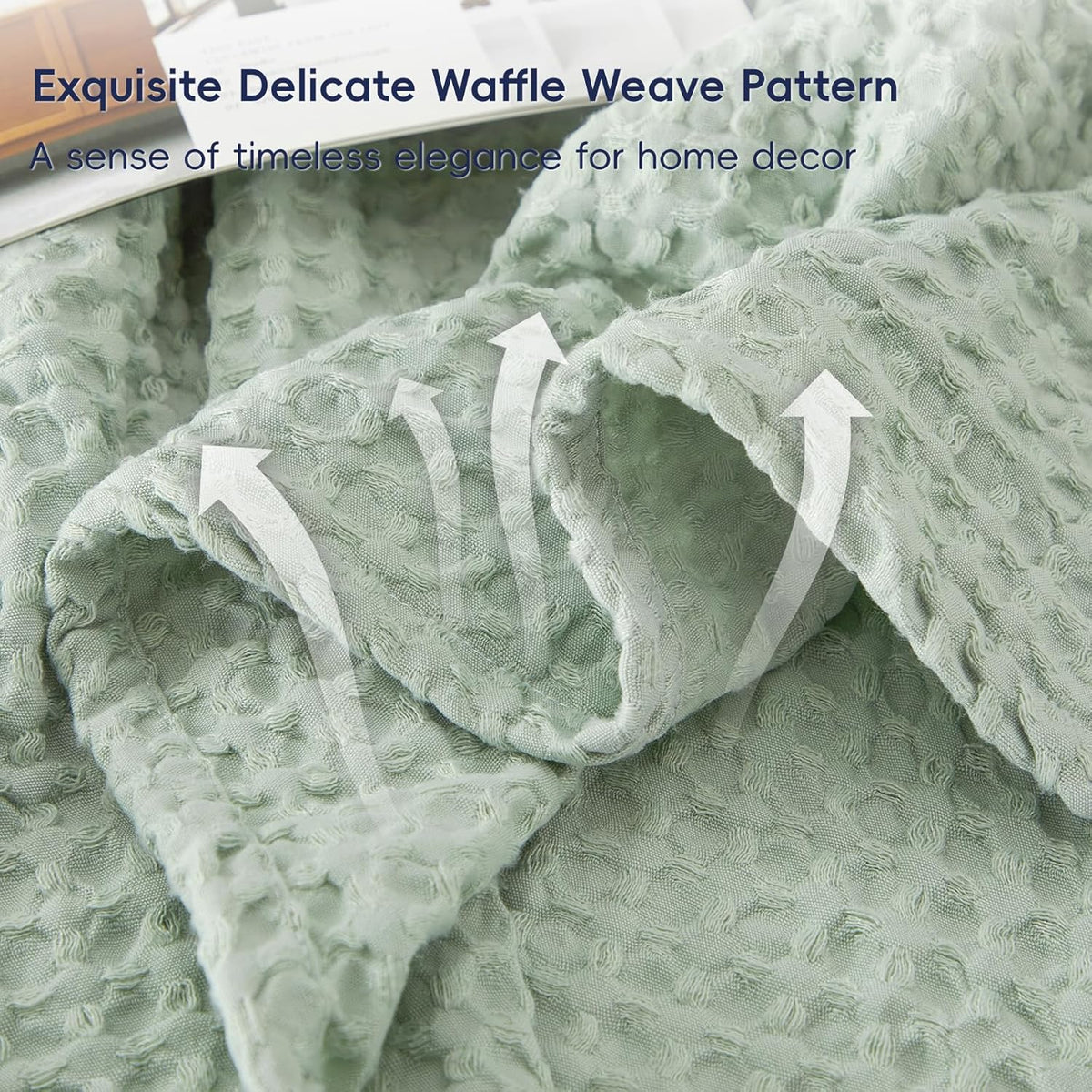 PHF Ultra Soft Waffle Weave Blanket King Size 104"x 90"- Washed Lightweight Breathable Cozy Woven