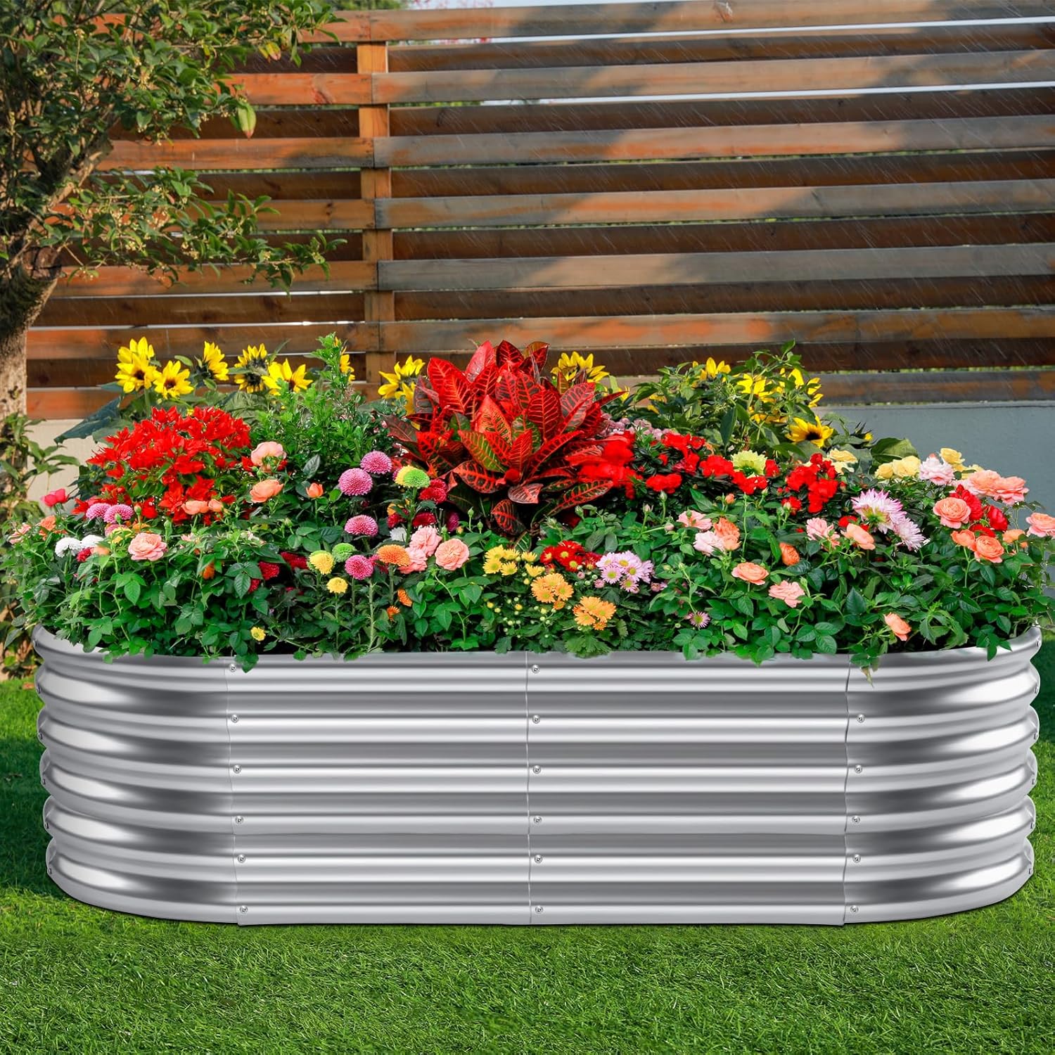 Land Guard 4×2×1.5ft Galvanized Raised Garden Bed Kit, Galvanized Planter Garden Boxes Outdoor