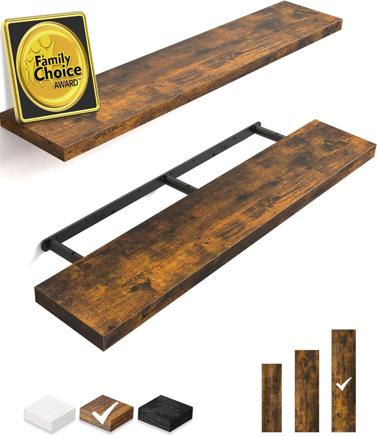 BAYKA Floating Shelves, 48 inches Long Wall Mounted Rustic Wood Shelves for Bathroom, Bedroom