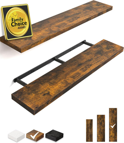 BAYKA Floating Shelves, 48 inches Long Wall Mounted Rustic Wood Shelves for Bathroom, Bedroom