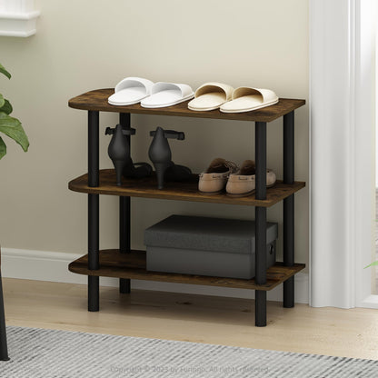 Furinno Turn-N-Tube Shoe Rack, 3-Tier Narrow Shoe Organizer, Shoe Rack Storage with Curved
