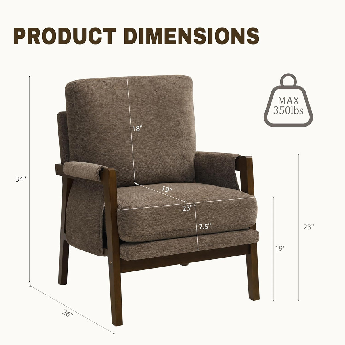 Modern Accent Chairs Set of 2 for Living Room Mid Century Arm Chairs Upholstered Bedroom Chairs