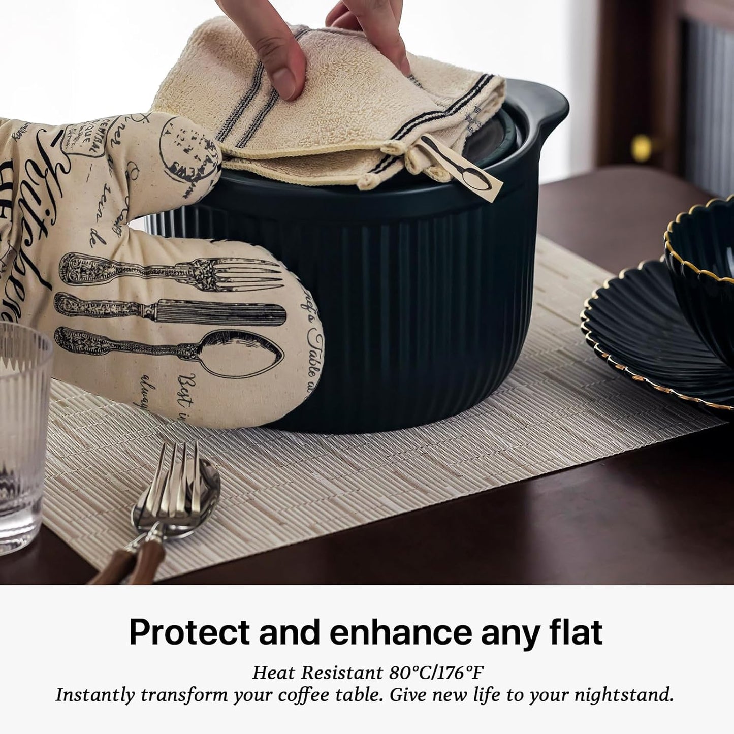LEXMORE Placemats Set of 8 Vinyl/Plastic Woven Place Mats for Kitchen Table Indoor/Outdoor Washable