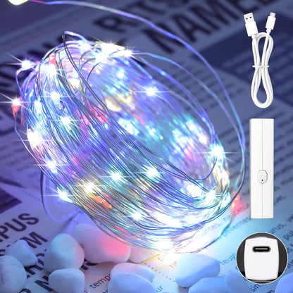 Lakumu 66FT(33 * 2) String Lights Battery Operated, LED Fairy Lights with Timer, Rechargeable
