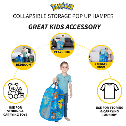 POKEMON Kids Room Collapsible Storage Bin Pop Up Hamper, One Size, (Officially Licensed Product) by
