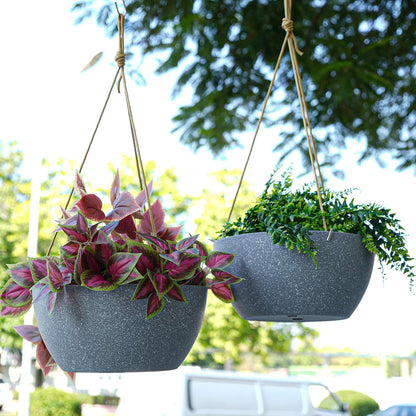 12 Inch 2 Pack Large Hanging Planters for Indoor Outdoor Plants, Plastic Hanging Basket Pots for