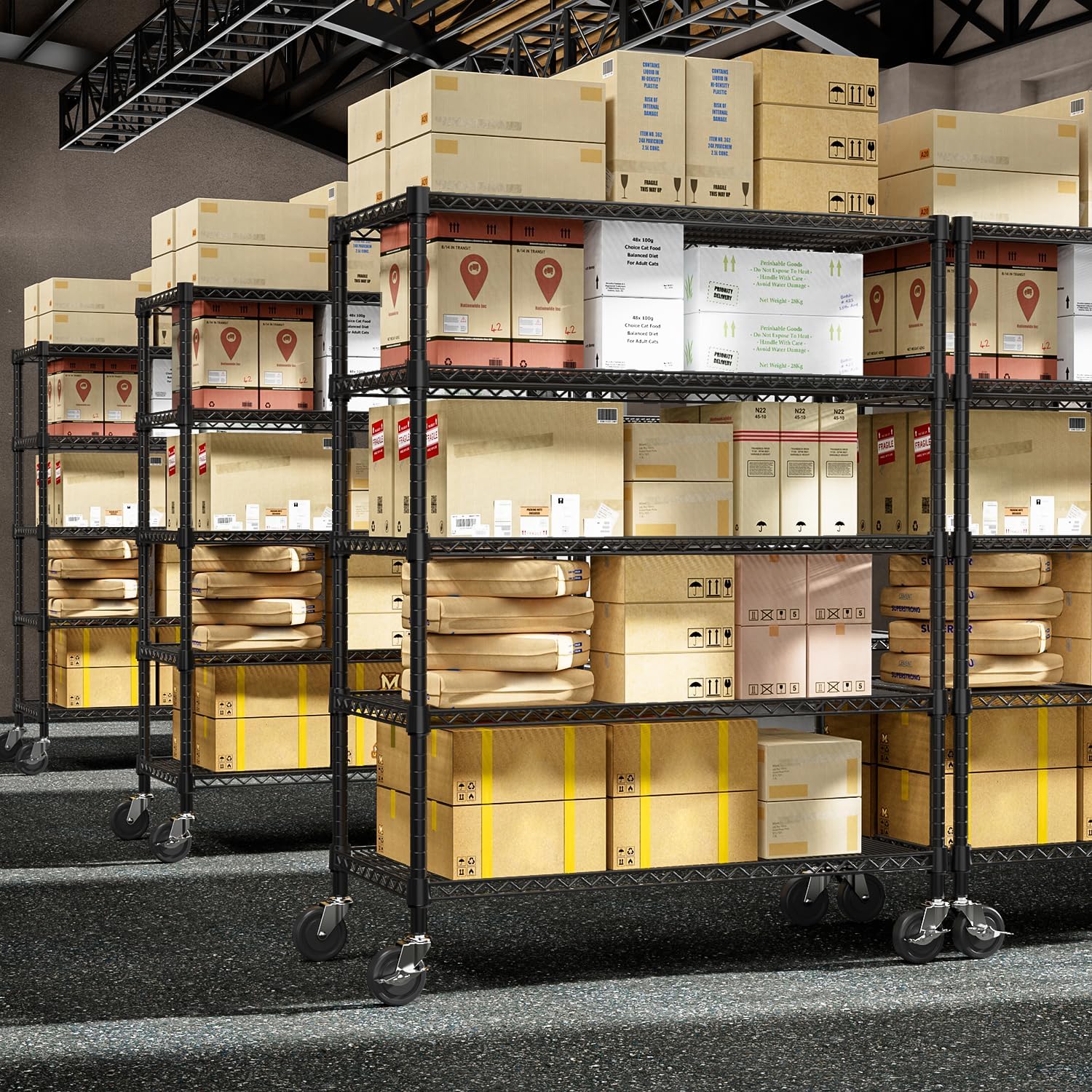 Garage Shelving 5 Tier Industrial Metal Shelving Units for Commercial, Basement, Pantry, Warehouse