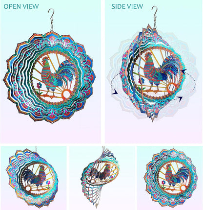 Rooster Wind Spinner for Yard and Garden,12in Wind Spinners Outdoor Rooster Gifts,Chicken Gifts for