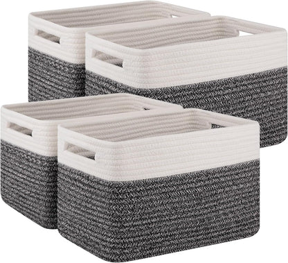 4 Pack Storage Baskets for Organizing, Woven Baskets for Shelves - Perfect for Toys, Books, Towels