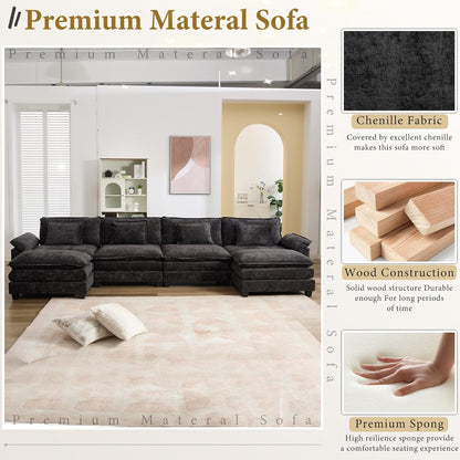 URRED Modular Sectional Sofa Comfy Cloud Couch, Modern Chenille Sofa Sleeper Deep Seat Couches with