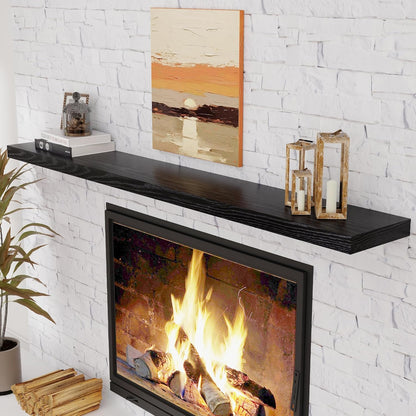 72 Inch Floating Shelves Black, 72 x 9 Rustic Wooden Fireplace Mantel, 9 Inch Floating Shelf for