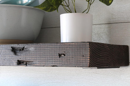 Urban Legacy Reclaimed Barn Joist Deep Floating Shelves | Deep Shelves with Low Profile Shelf