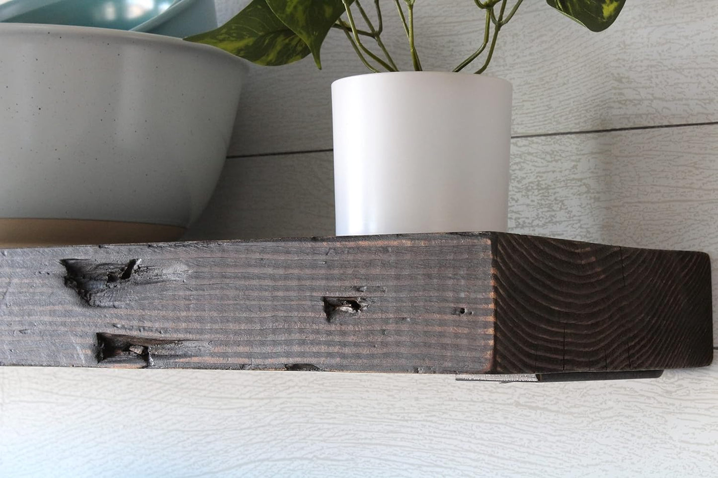 Urban Legacy Reclaimed Barn Joist Deep Floating Shelves | Deep Shelves with Low Profile Shelf