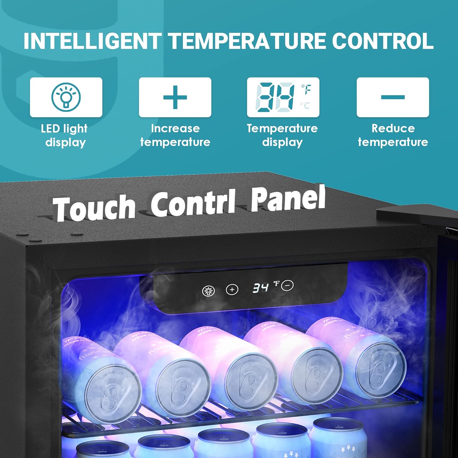 EUHOMY Beverage Refrigerator Cooler, 130 Can Mini Fridge with Glass Door for Soda Beer or Wine