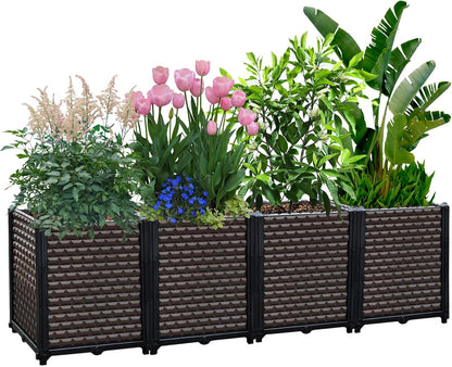 Large Planters for Outdoor Plants - Deepened 20" H, Raised Beds for Gardening Self Watering