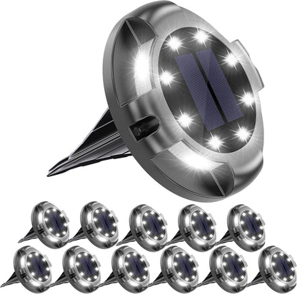 Biling Solar Outdoor Lights - 12 Pack, Bright Uplight Sidelight, Waterproof Deck Lights for Yard