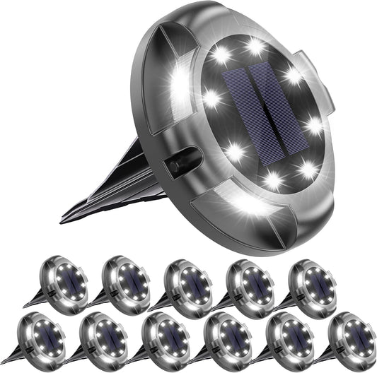Biling Solar Outdoor Lights - 12 Pack, Bright Uplight Sidelight, Waterproof Deck Lights for Yard