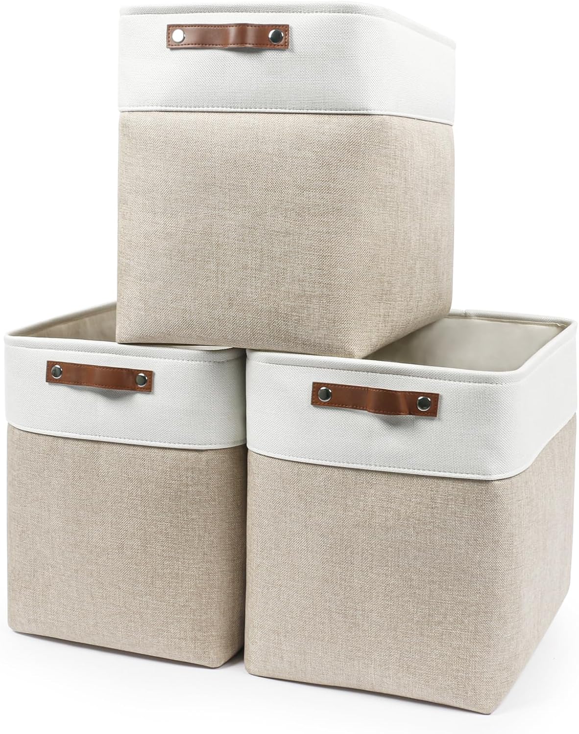 Large Fabric Storage Baskets | 50L Storage Bins, Decorative Linen Closet Baskets with Handles for