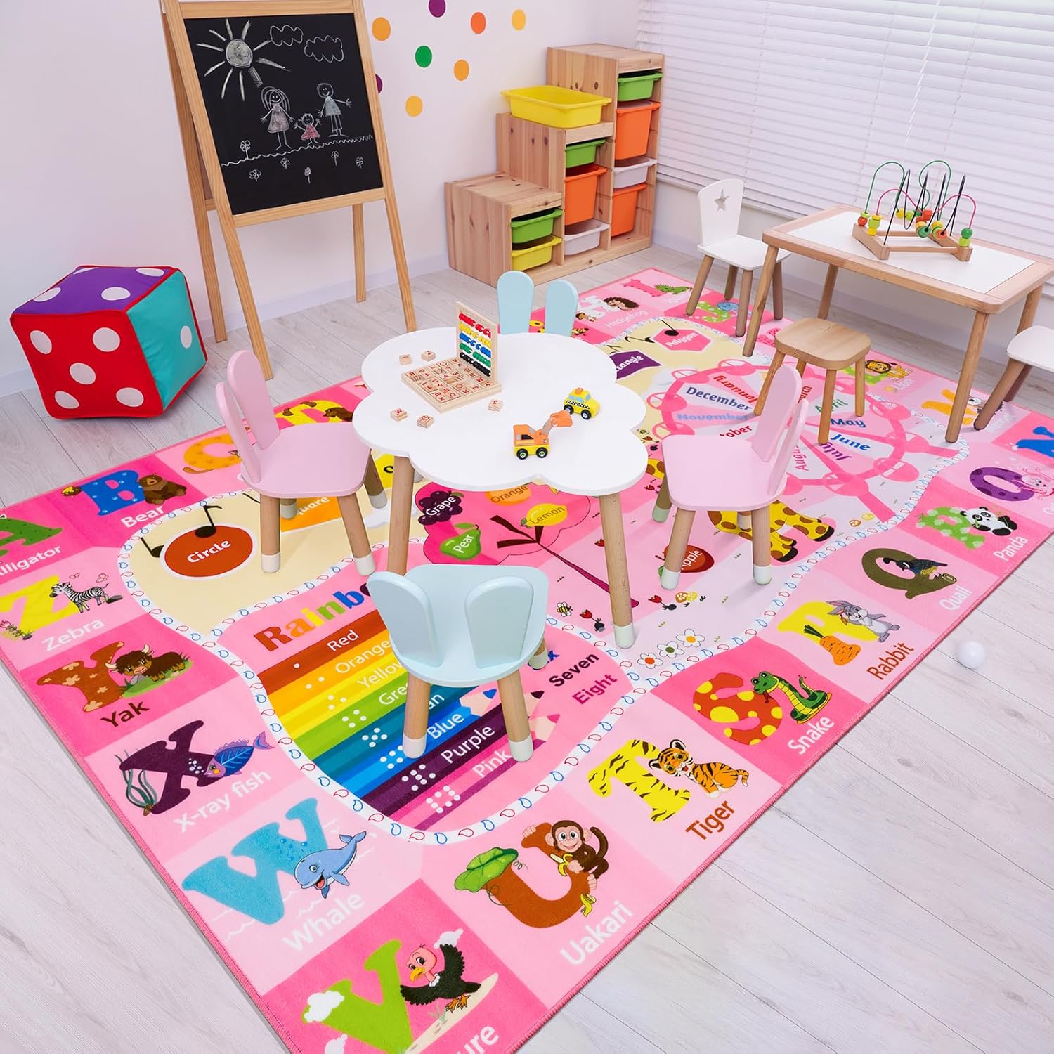 Kids Rugs for Playroom Bedroom Classroom Nursery, Non-Slip and Washable Rugs for Children Toddlers