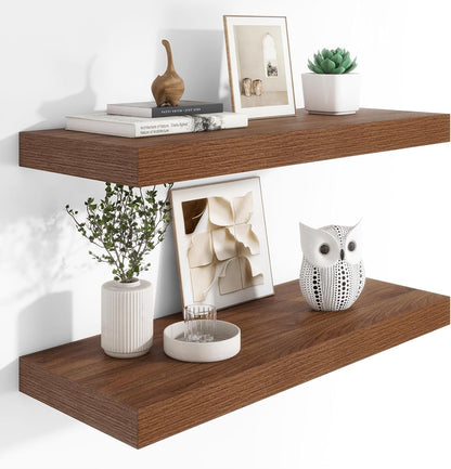 Heimlove 12" Deep Floating Shelves, 36 x 12 Inch Wall Mounted Long Floating Shelf with Invisible