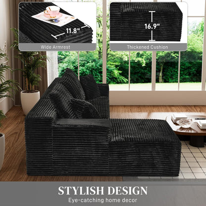 Modular Sectional Sofa Cloud Sectional Couch, 107" Comfy Fluffy L Shaped Light Black Couches for