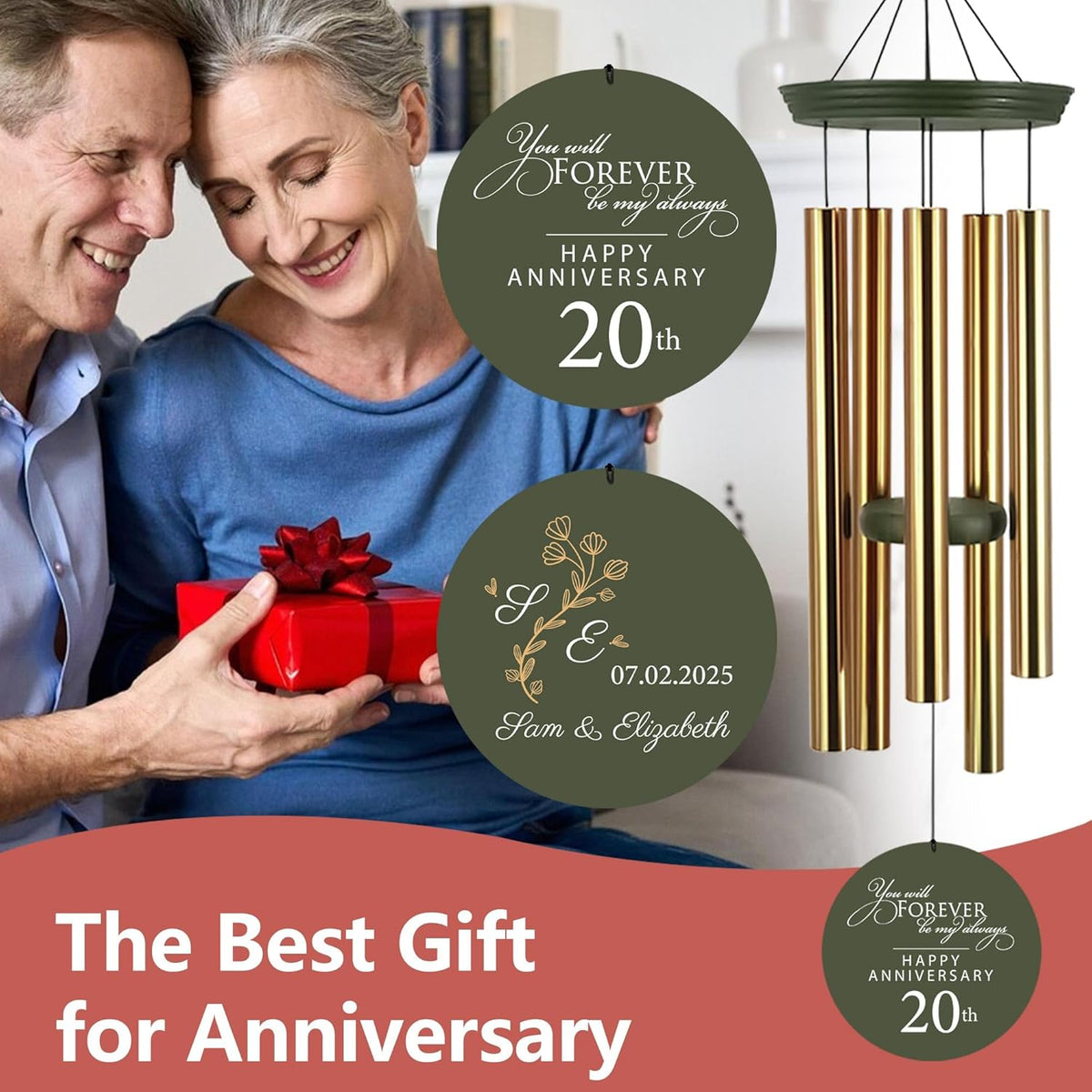 ASTARIN 20th Tree of Life Wind Chimes, Personalized Wind Chimes for Cople Women Men, Couple Gifts