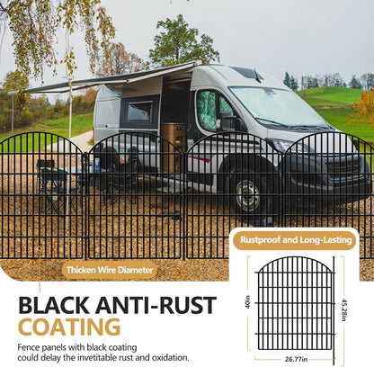 10 Panels Decorative Garden Fence, 40in (H) X 21.92ft (L) No Dig Dog Fences Outdoor for Yard