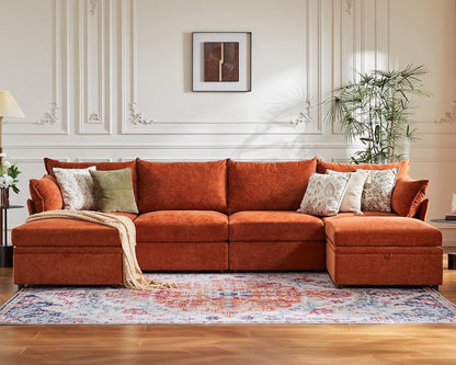 134.6" Oversized Modular Sectional Sofa, 6 Seater U Shaped Couch with Storage Ottoman with
