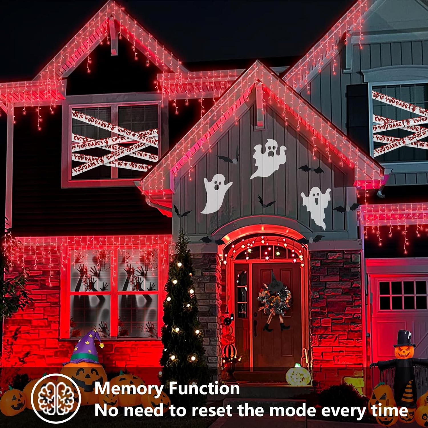 YEGUO Icicle Lights for Outside, 66ft 800LED Red Halloween Lights with 8 Modes, Connectable Icicle