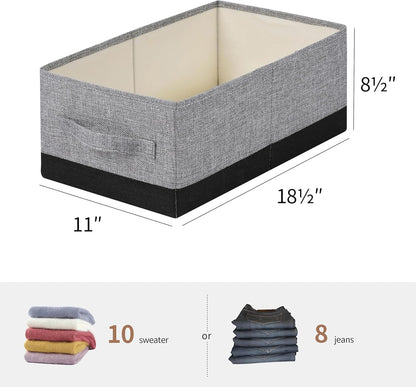Linen Folding Storage Bins, 3 Pack Large Storage Baskets, Washable, Clothing Storage Bins with