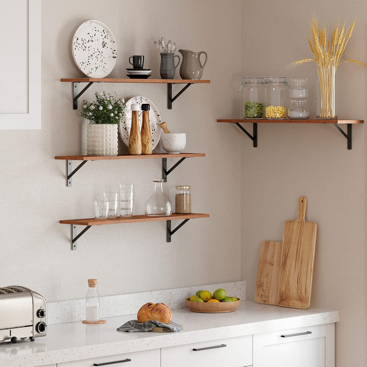 DINZI LVJ Wall Shelves, 23.6 x 7.9 x 6.1 Inch Floating Shelves for Wall, Easy-to-Install Wall