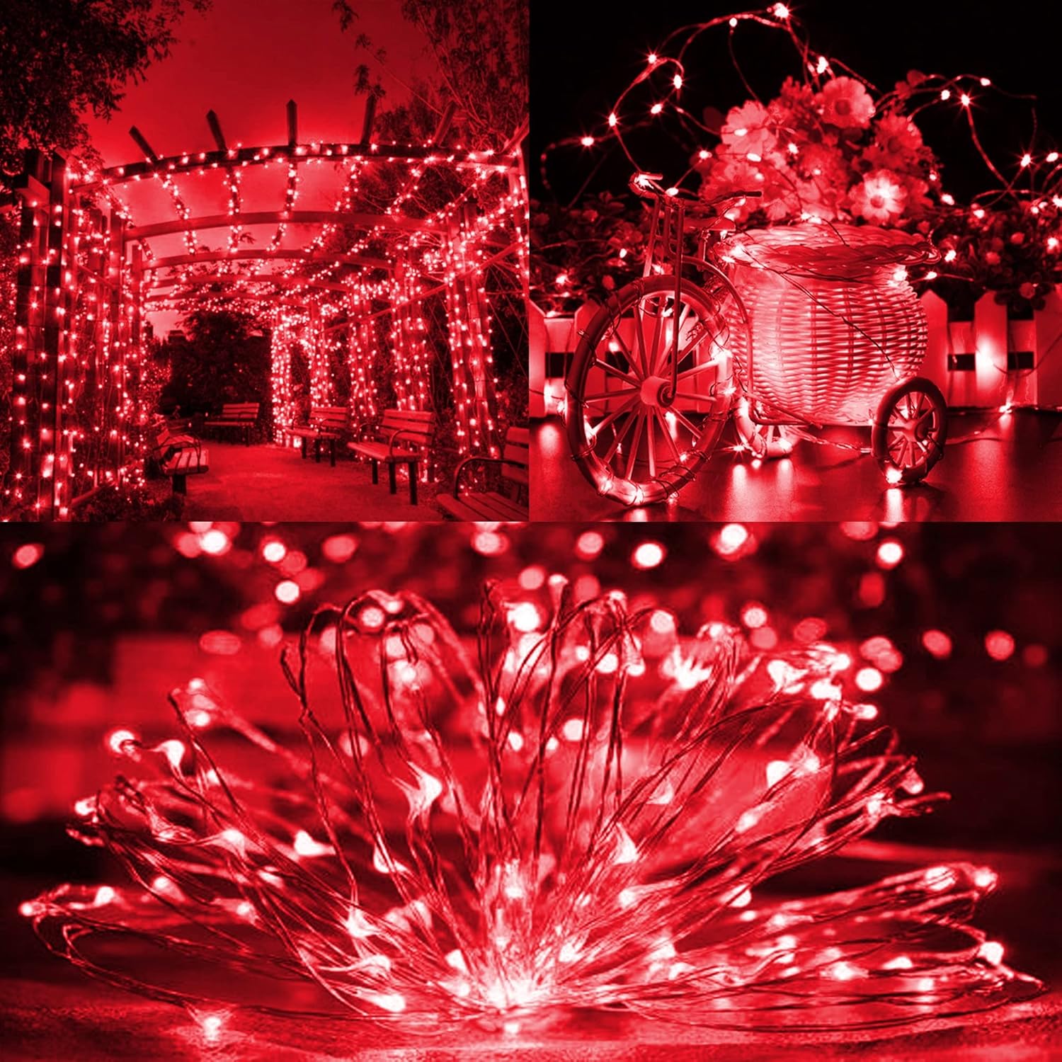 TW SHINE Red Solar String Lights Outdoor, Total 80 FT 240 LED Solar Powered Waterproof Fairy Lights