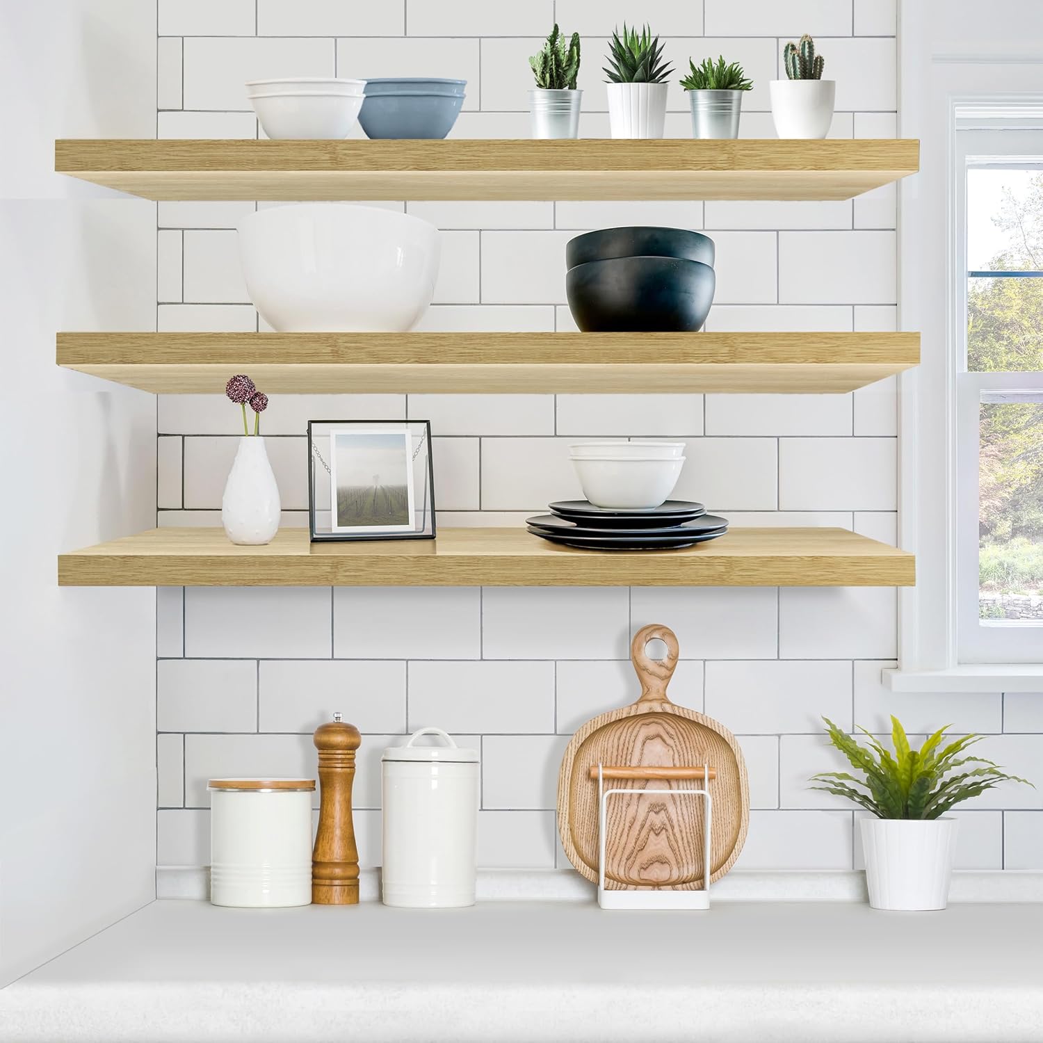 Sorbus Floating Shelves for Wall - 48 Inch Long Bathroom Shelves, Wall Decor for Bedroom, Kitchen