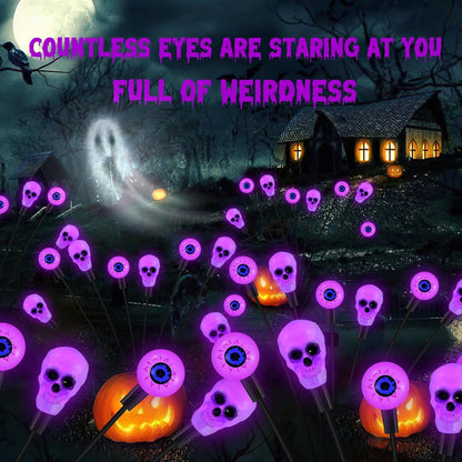Solar Halloween Lights Outdoor, Scary Eyeball Lights, 4PACK 32LED, IP65 Waterproof, Decor for