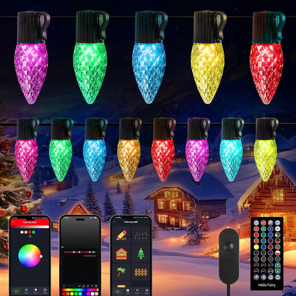Brightown Smart C9 Christmas Lights Outdoor, 150 LED Christmas Color Changing Fairy Lights App