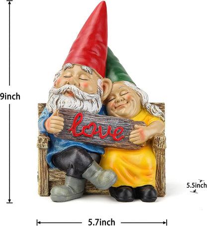 Garden gnome statue for outdoor decor,Couple in love gnomes figurine for patio lawn yard garden