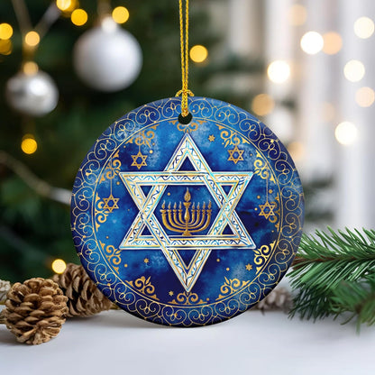 FLAGWIX Hanukkah Gifts for Men Women - Ceramic Christmas Ornaments 2025 for Tree Decorations