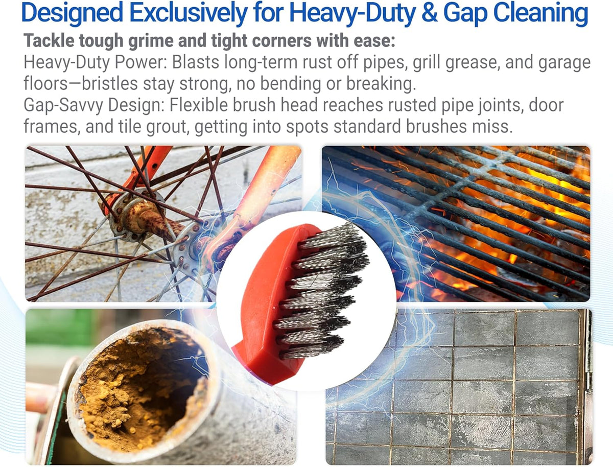 GOLDEN SMILE 3-Pack Heavy-Duty Stainless Steel Wire Brushes – 7" Ultra-Stiff 5x29 Grid (40% Denser