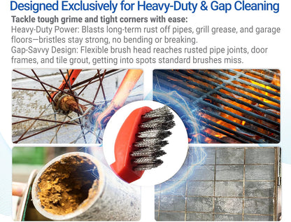 GOLDEN SMILE 3-Pack Heavy-Duty Stainless Steel Wire Brushes – 7" Ultra-Stiff 5x29 Grid (40% Denser