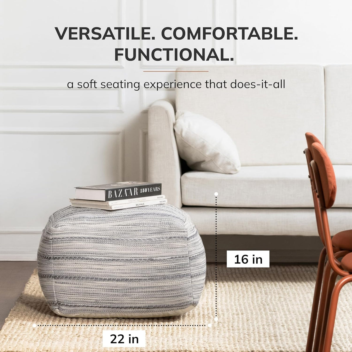 Anji Mountain 22"x22"x16" Handmade & Handcrafted Ottoman Pouf Comfortable Pouf Ottoman Foot Rest &