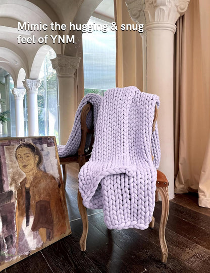 YnM Chunky Throw Blanket, Medium-Weight, Hand Knitted, Skin Friendly, Ventilated and Breathable