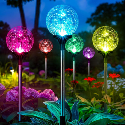 Gigalumi Solar Garden Lights 6 Pack, Solar Globe Lights Outdoor Waterproof, Solar Lights Outdoor