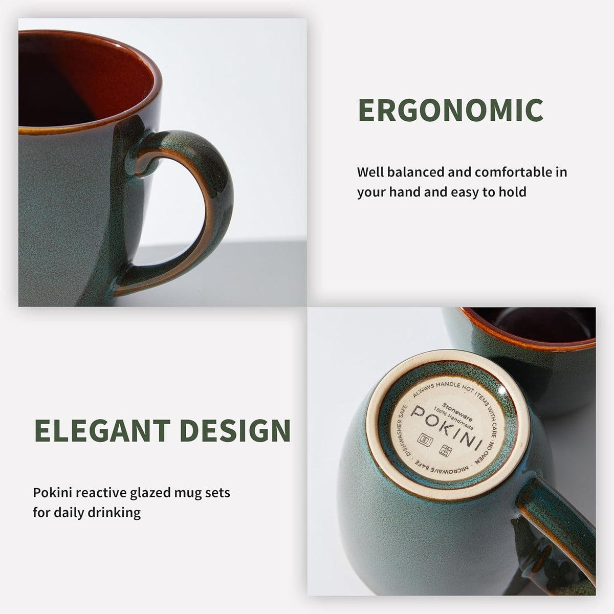 Coffee Mug 16 oz, Ceramic Coffee Mugs Set of 4, Reactive Glaze Mug for Latte/Tea/Cappuccino, Large