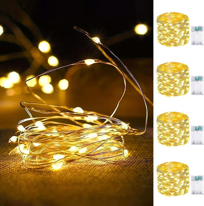 4-Pack Fairy Lights Battery Operated with Timer, Waterproof 16FT 50 LED String Lights Indoor