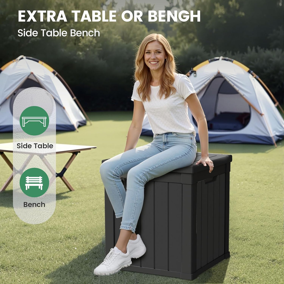 50 Gallon Storage Box, Waterproof Deck Box for Indoor & Outdoor Use, Lockable Pool Storage Bin for