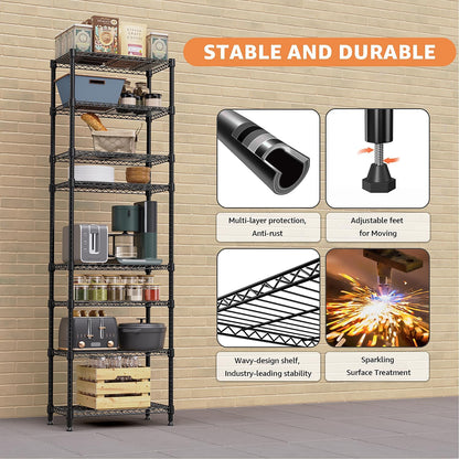 8 Tier 2000 lbs Storage Rack Metal Wire Shelving Unit, Storage Standing Shelf Organizer for Laundry