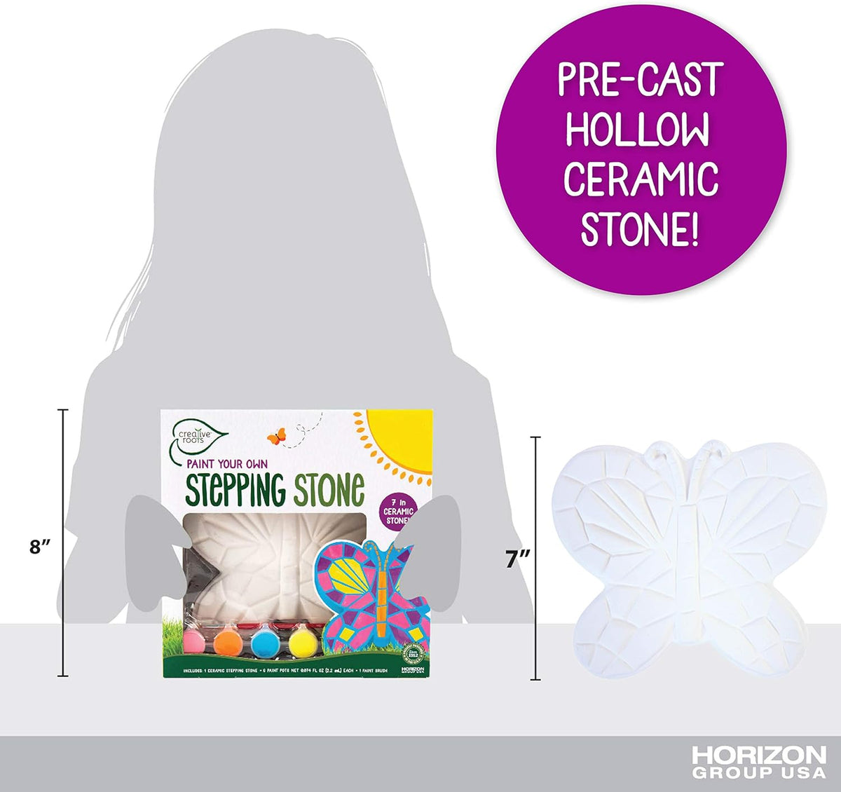 Creative Roots Mosaic Butterfly Stepping Stone Kit, Includes 7-Inch Ceramic Stepping Stone & 6