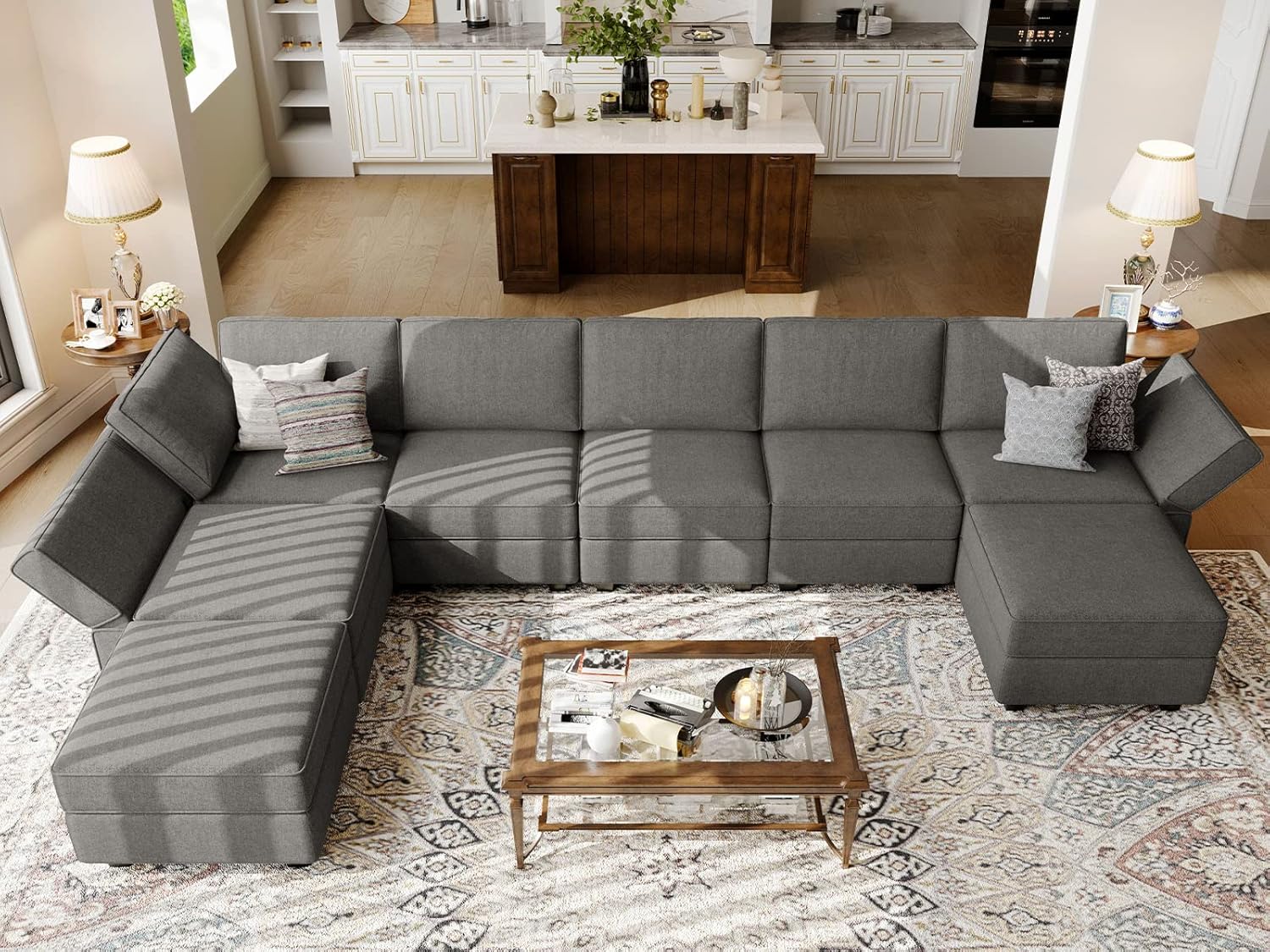 Belffin Modular Sectional Sleeper Sofa Bed Convertible Sectional Couches for Living Room. Light